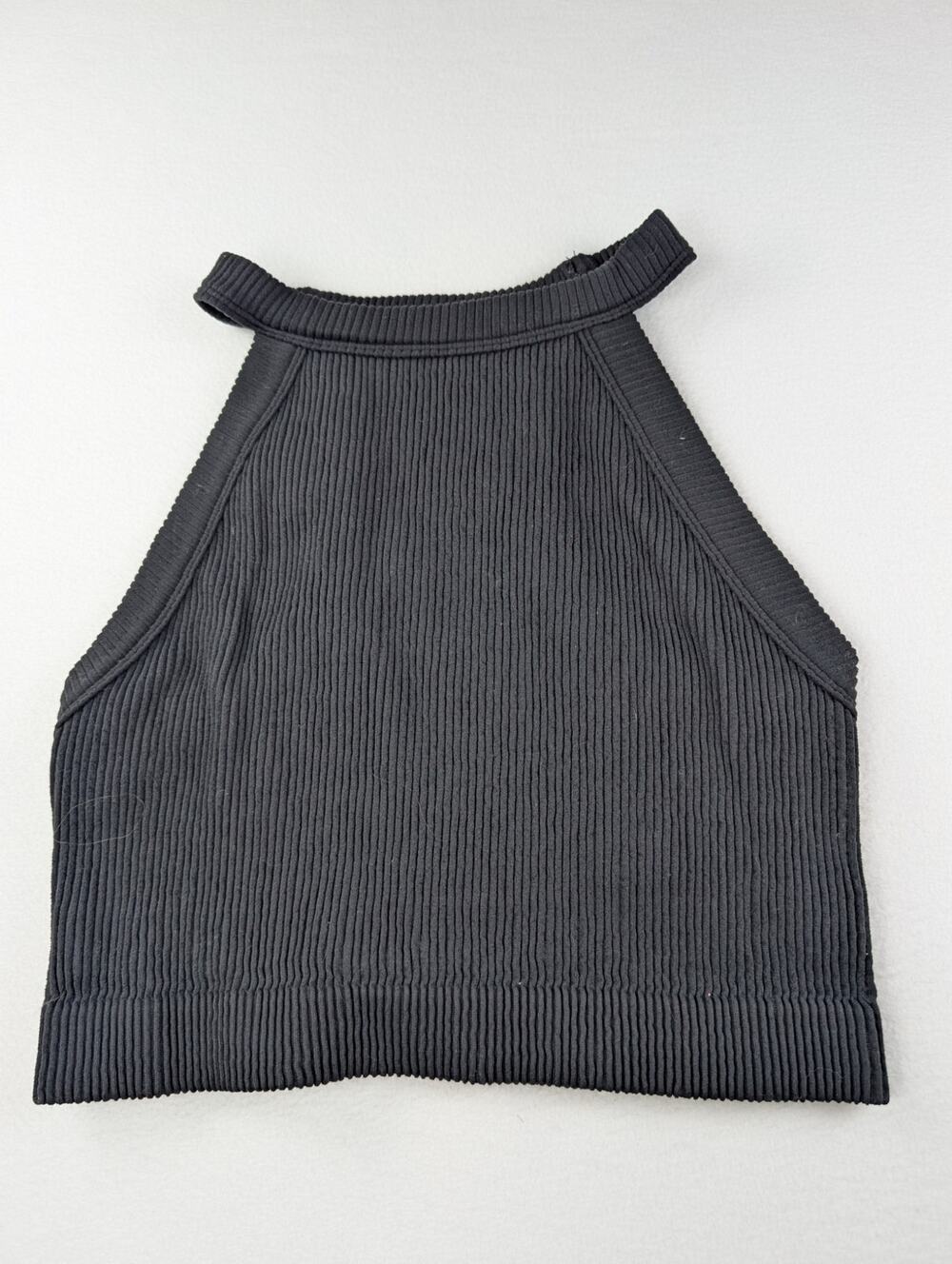 Aerie Real Good Black Ribbed High Neck Crop Tank XL